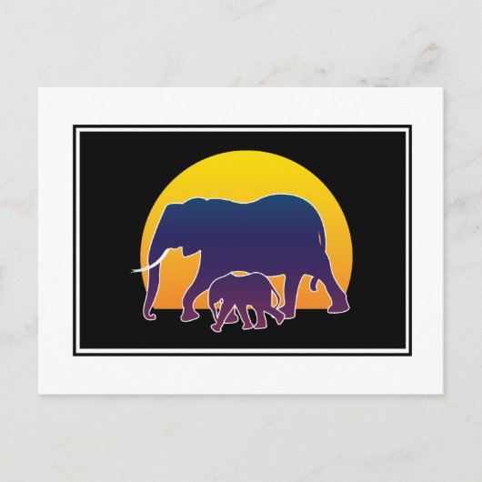 Sunset Elephants Briefkaart (Voorkant)