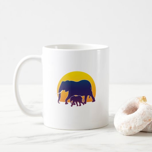 Sunset Elephants Koffiemok (Met donut)