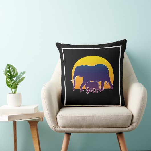 Sunset Elephants Kussen (Stoel)