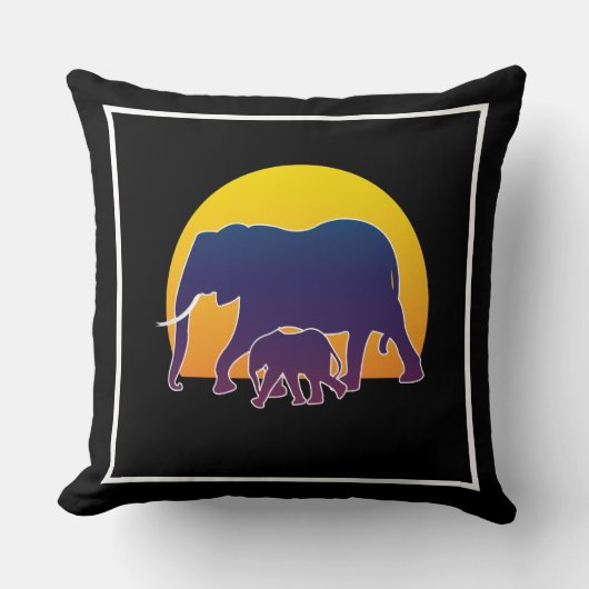 Sunset Elephants Kussen (Voorkant)