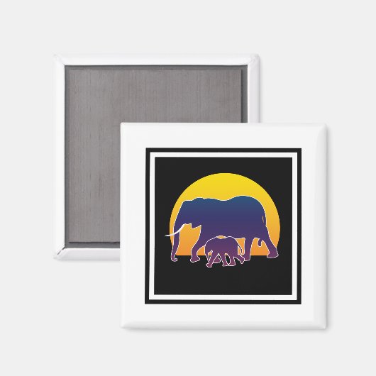 Sunset Elephants Magneet (Voorkant / Achterkant)