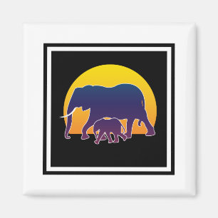 Sunset Elephants Magneet