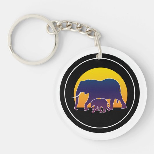 Sunset Elephants Sleutelhanger (Voorkant)