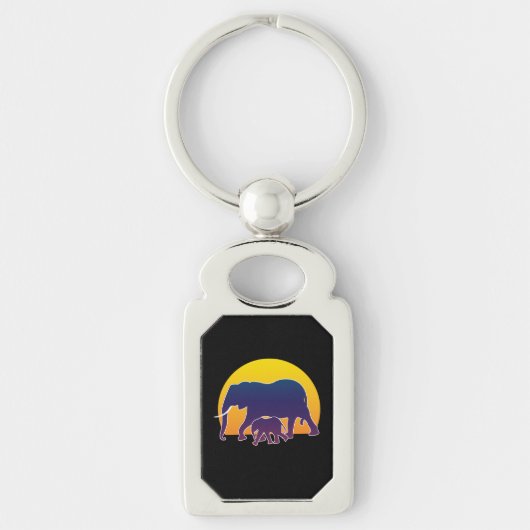 Sunset Elephants Sleutelhanger (Voorkant)