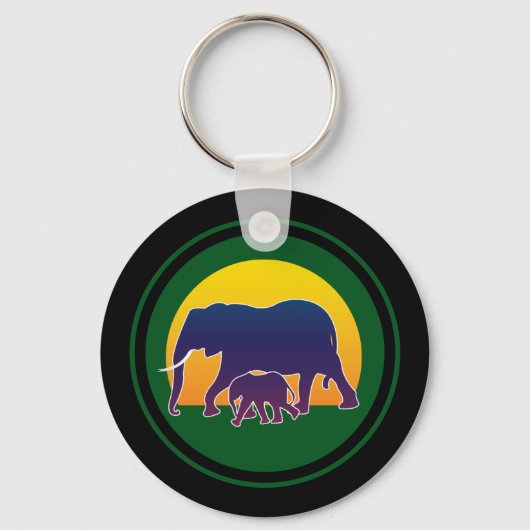 Sunset Elephants Sleutelhanger (Voorkant)