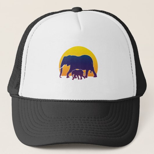 Sunset Elephants Trucker Pet (Voorkant)
