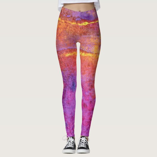 Sunset Emotions leggings in lila, mauve, sinaasapp (Voorkant)