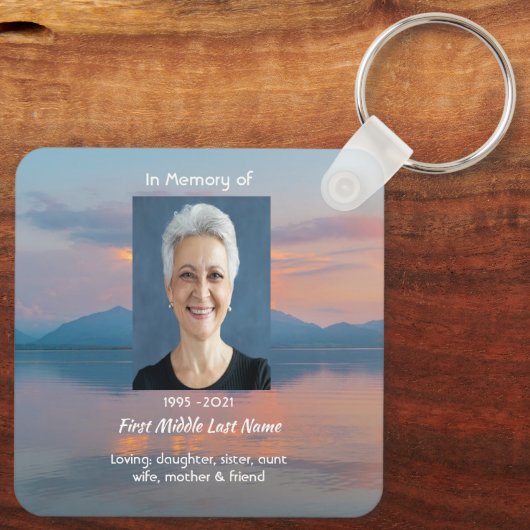 Sunset Evening Sky Dusk Memorial Pocket Keepsake Sleutelhanger (Achterkant)