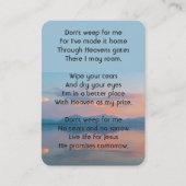 Sunset Evening Sky Dusk Memorial Pocket Keepsake Visitekaartje (Voorkant)