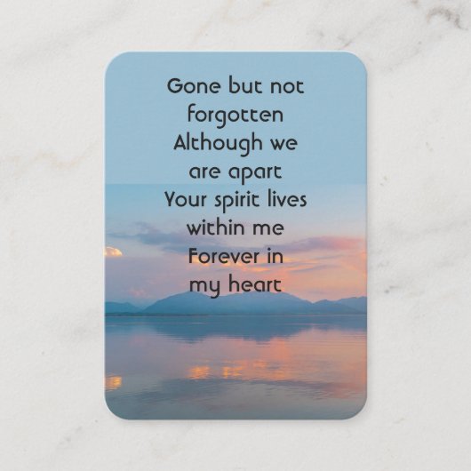 Sunset Evening Sky Dusk Memorial Pocket Keepsake Visitekaartje (Voorkant)