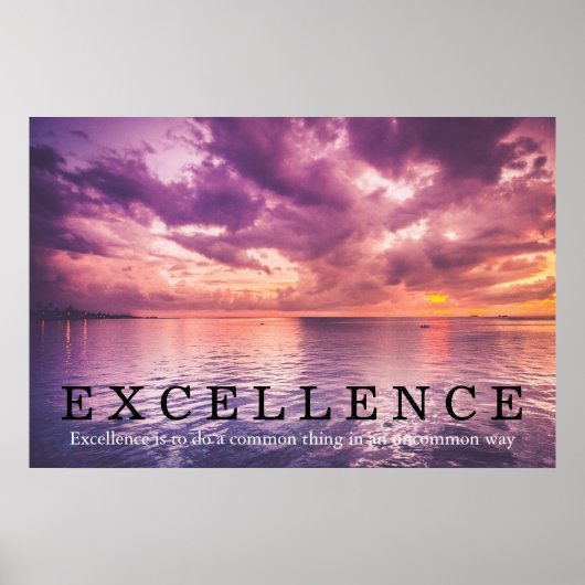 Sunset Excellence Quote Inspirerend Poster (Voorkant)