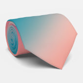 Sunset Fade Pastel Ombre Pink Blauwgroen Stropdas (Opgerold)