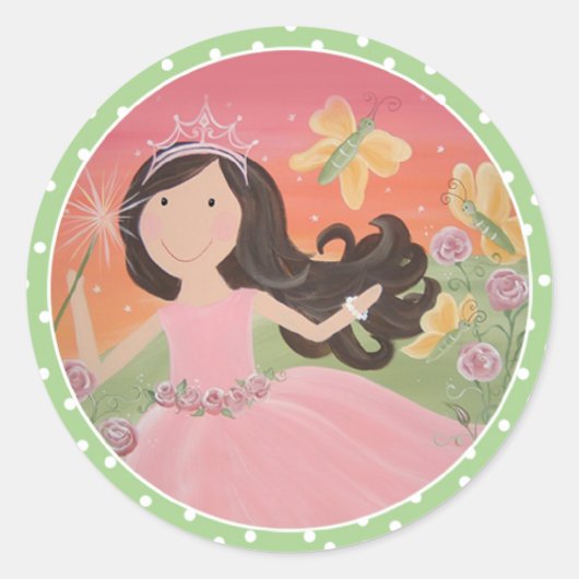 Sunset Fairy (set sticker) - Gepersonaliseerd Ronde Sticker (Voorkant)