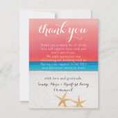 Sunset Fall Colors Tropical Beach Starfish Weddens Bedankkaart (Achterkant)