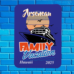 Sunset Familie Vakantie Blauw Personaliseren Magneet