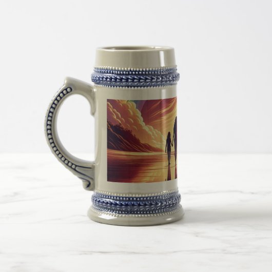 Sunset Family Beach Walk Beer Stein – Mok (Links)
