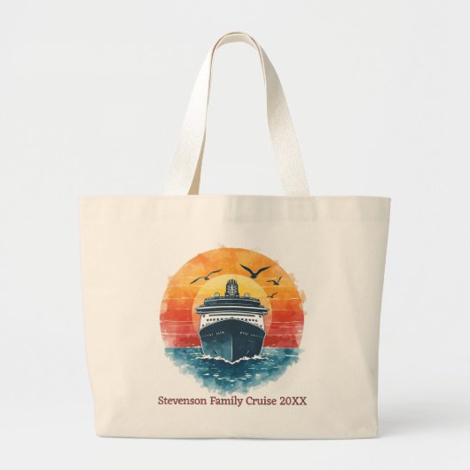 Sunset Family Name Vacation Cruise Ship Keepsake Grote Tote Bag (Voorkant)