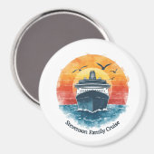 Sunset Family Name Vacation Cruise Ship Keepsake Magneet (Voorkant / Achterkant)