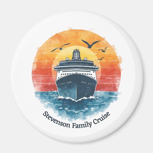 Sunset Family Name Vacation Cruise Ship Keepsake Magneet (Voorkant)
