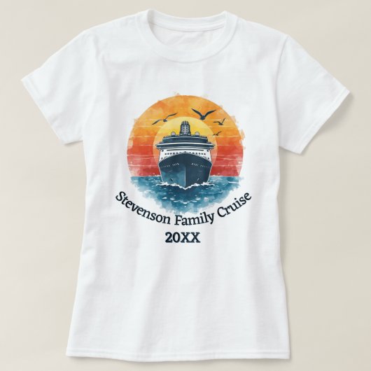Sunset Family Name Vacation Cruise Ship Keepsake T-shirt (Design voorkant)