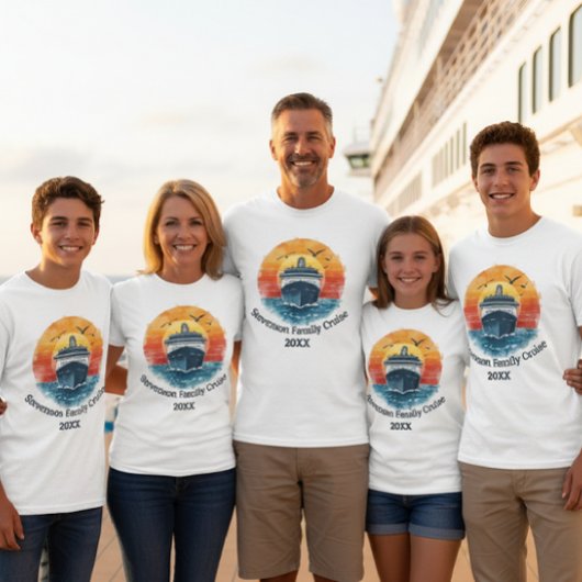 Sunset Family Name Vacation Cruise Ship Keepsake T-shirt