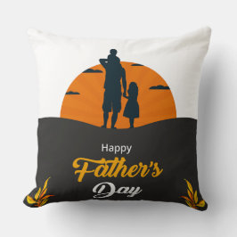 Sunset Family Silhouette with Son and Daughter Thr Kussen