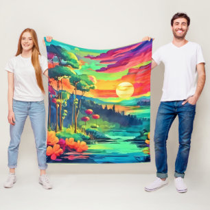 Sunset Fantasy Landschap Fleece Deken