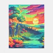 Sunset Fantasy Landschap Fleece Deken (Voorkant)