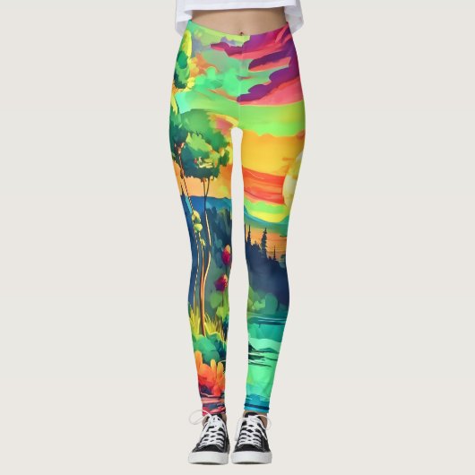 Sunset Fantasy Landschap Leggings (Voorkant)