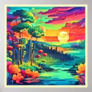 Sunset Fantasy Landschap Poster