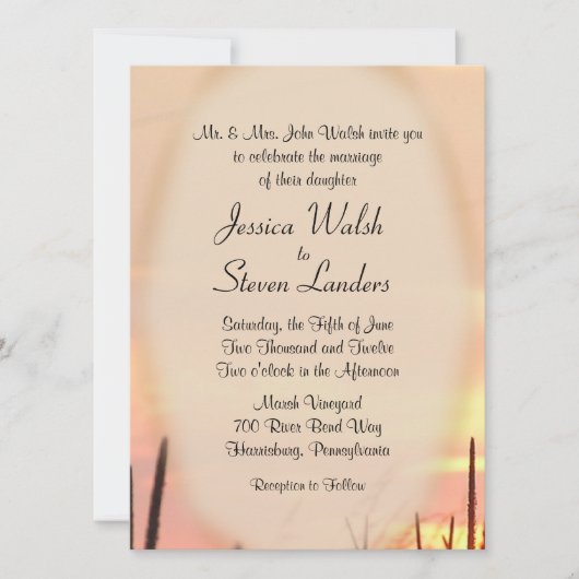Sunset Field Wedding Invitation Kaart (Voorkant)