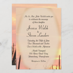 Sunset Field Wedding Invitation Kaart
