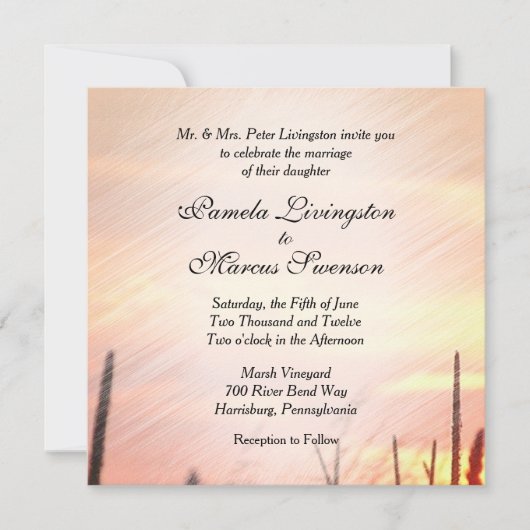 Sunset Field Wedding Invitation Kaart (Voorkant)