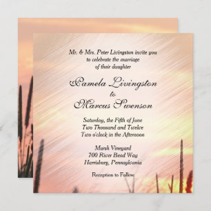 Sunset Field Wedding Invitation Kaart