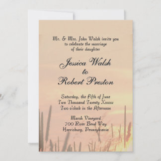Sunset Field Wedding Invitation Kaart