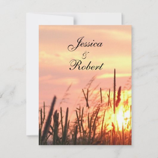 Sunset Field Wedding Invitation Kaart (Achterkant)