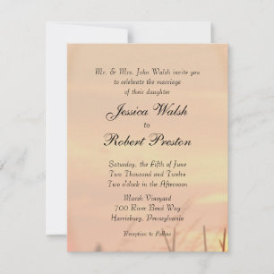 Sunset Field Wedding Invitation Kaart