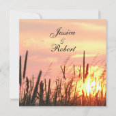 Sunset Field Wedding Invitations Kaart (Achterkant)
