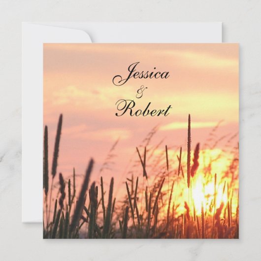 Sunset Field Wedding Invitations Kaart (Achterkant)