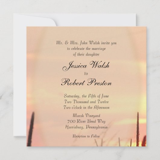 Sunset Field Wedding Invitations Kaart (Voorkant)
