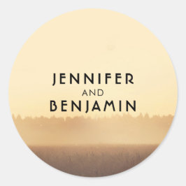 Sunset Fields rustieke land avond bruiloft Ronde Sticker