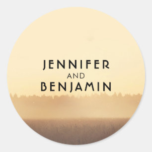 Sunset Fields rustieke land avond bruiloft Ronde Sticker