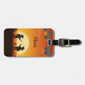 Sunset Fiesta – Whimsical Woestijnfeest Bagagelabel (Voorkant horizontaal)