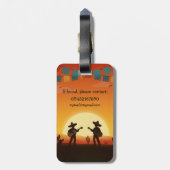 Sunset Fiesta – Whimsical Woestijnfeest Bagagelabel (Achterkant verticaal)