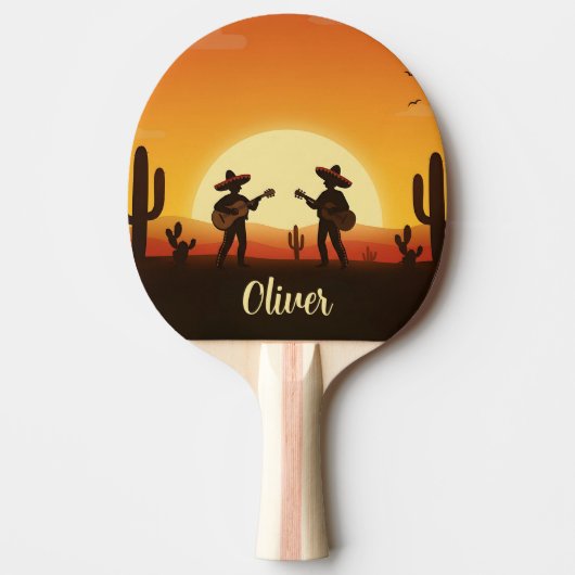 Sunset Fiesta – Whimsisch woestijnfeest Tafeltennisbatje (Voorkant)