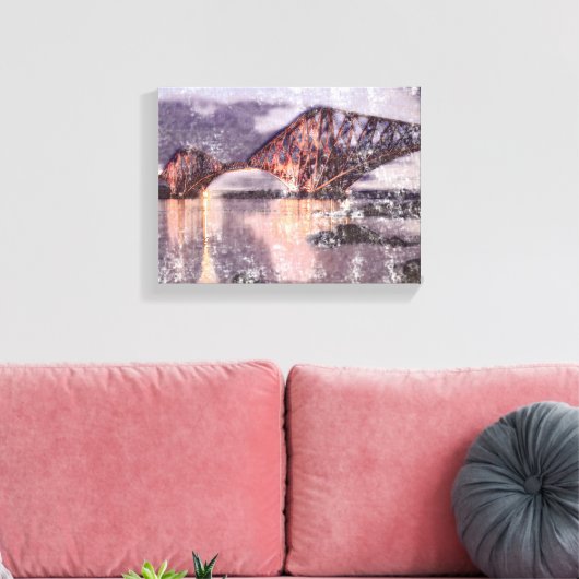 Sunset Firth of Forth Railway Bridge Canvas Afdruk (Insitu (Woonkamer))