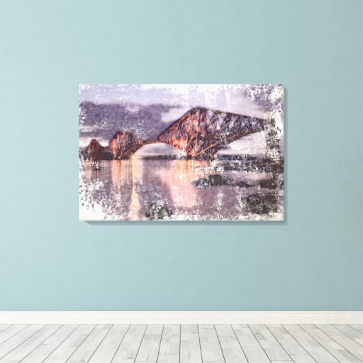Sunset Firth of Forth Railway Bridge Canvas Afdruk (Insitu (Houten vloer))