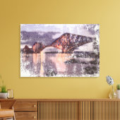 Sunset Firth of Forth Railway Bridge Canvas Afdruk (Insitu (Woonkamer))