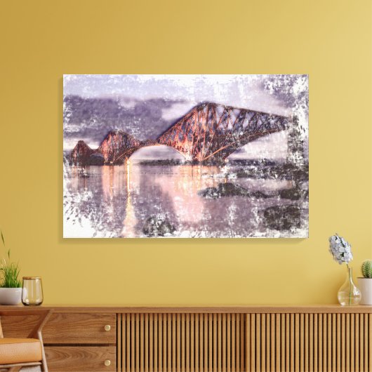Sunset Firth of Forth Railway Bridge Canvas Afdruk (Insitu (Woonkamer))