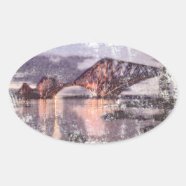 Sunset Firth of Forth Railway Bridge Ovale Sticker